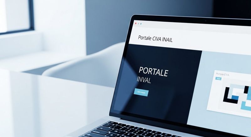 Computer portatile con la schermata del portale CIVA INAIL per la denuncia degli impianti